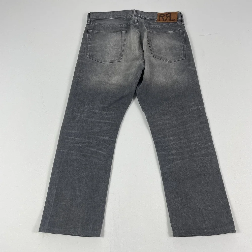 RRL Double RL Slim Fit Jeans Mens 30x26 Gray Medium Wash Japanese Selvedge Denim